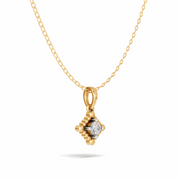 Beaded Edge Diamond Solitaire Pendant - 18Kt Gold vermeil